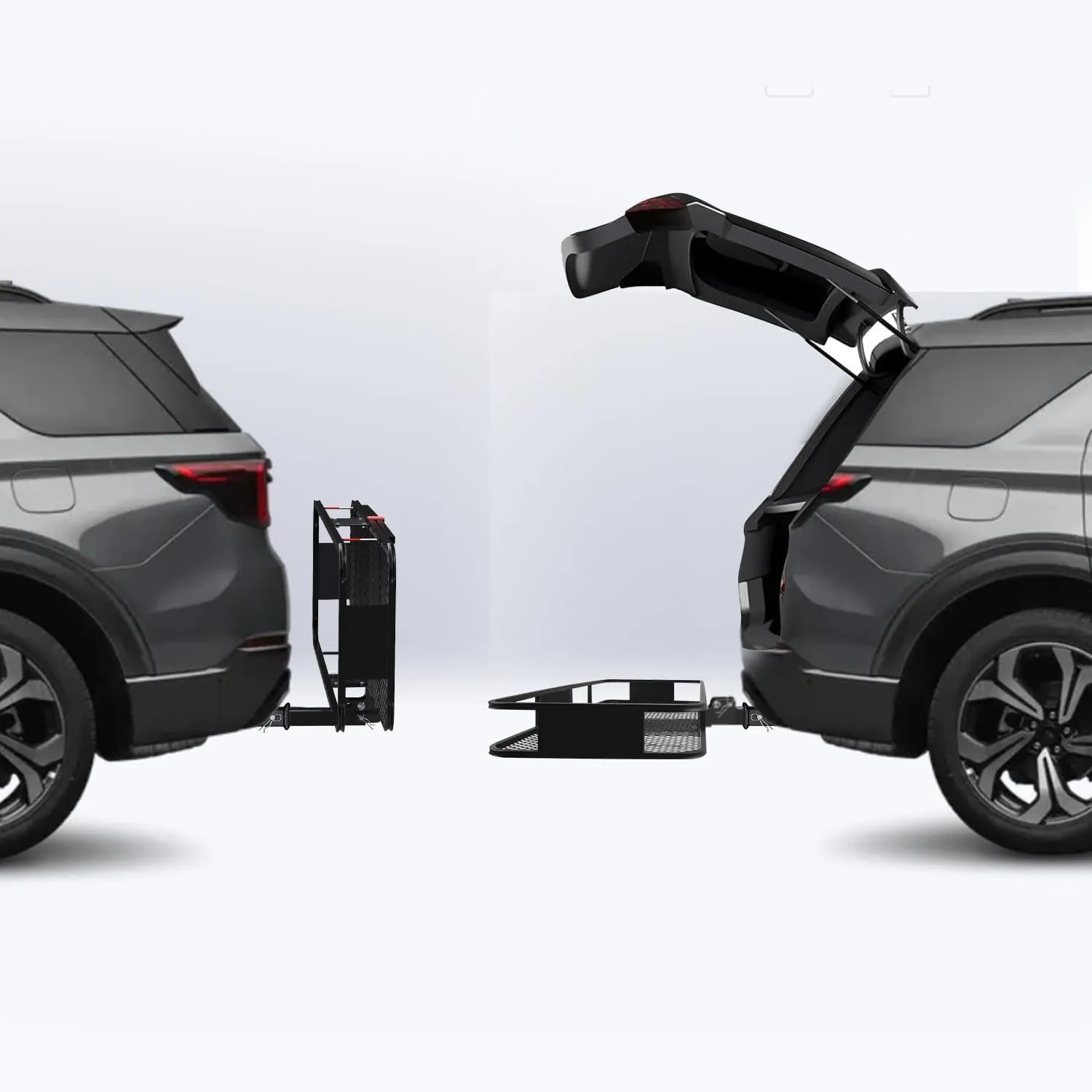 FORWODE 60" x 20" x 6" Folding Cargo Carrier Hitch Mount, 500lbs Capacity Hitch Rack with Antirust Coating for 2-Inch Receiver - Ideal for SUV, Car, Truck, Camping & Trips