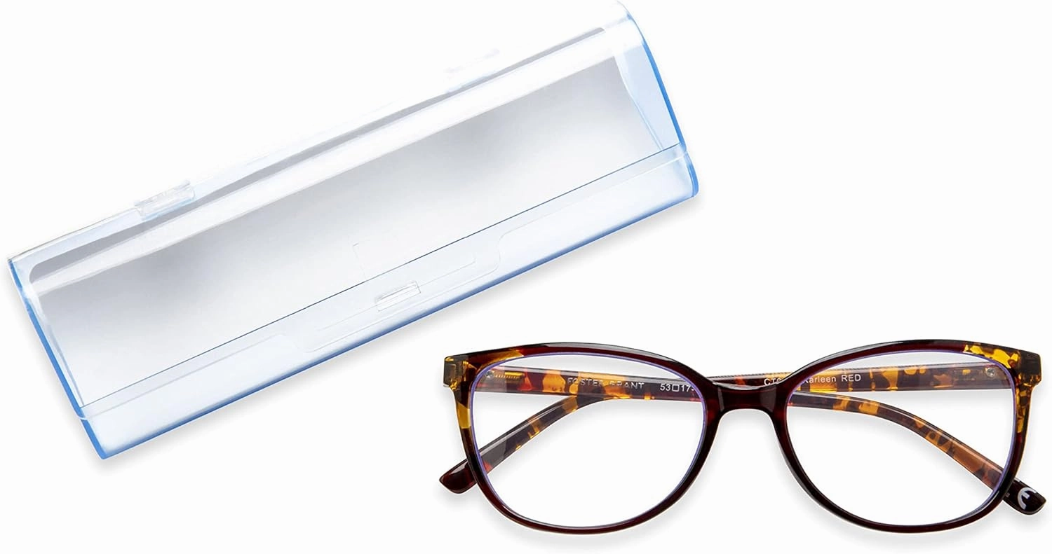 Foster Grant Women's Karleen Pop of Power Bifocal Style Blue Light Cat-Eye Reading Glasses