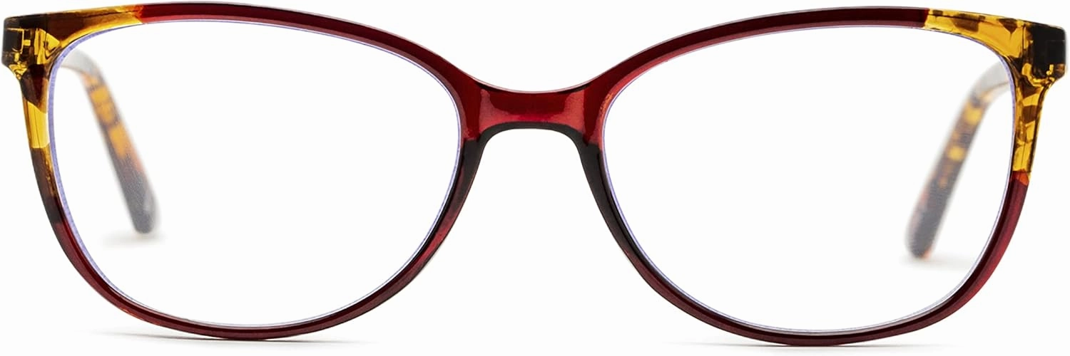 Foster Grant Women's Karleen Pop of Power Bifocal Style Blue Light Cat-Eye Reading Glasses