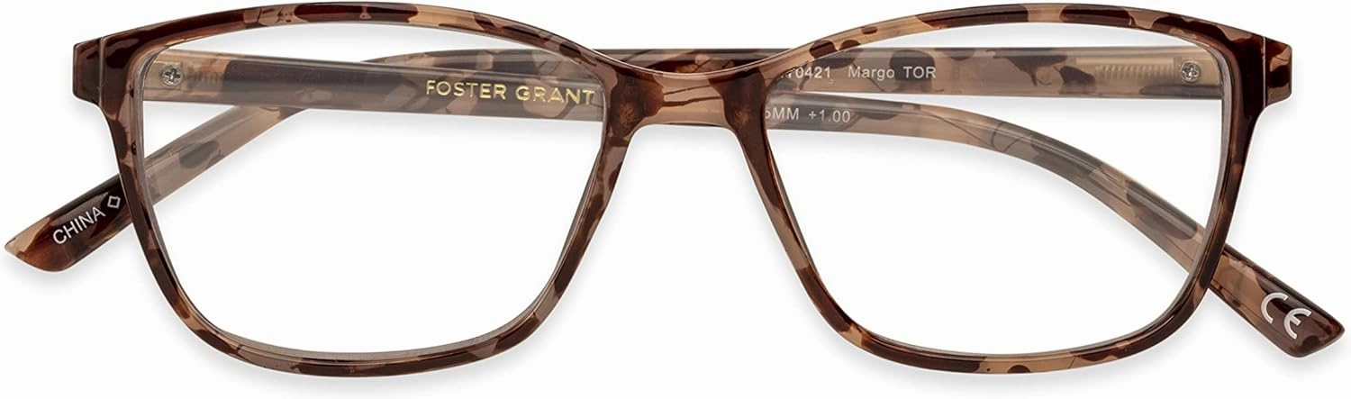 Foster Grant Women's Margo Pop of Power Bifocal Style Blue Light Square Reading Glasses
