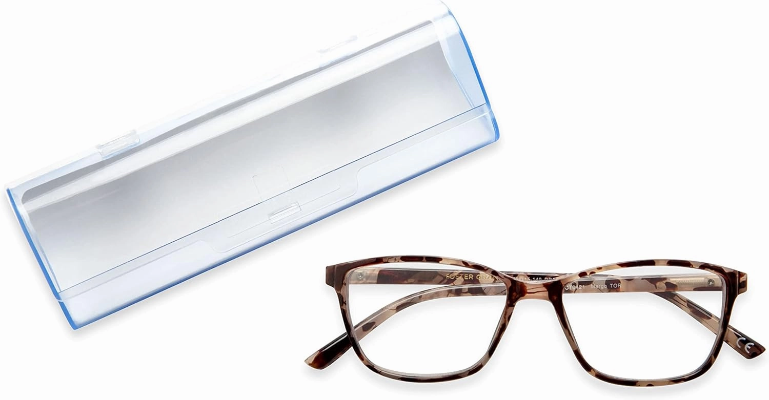 Foster Grant Women's Margo Pop of Power Bifocal Style Blue Light Square Reading Glasses