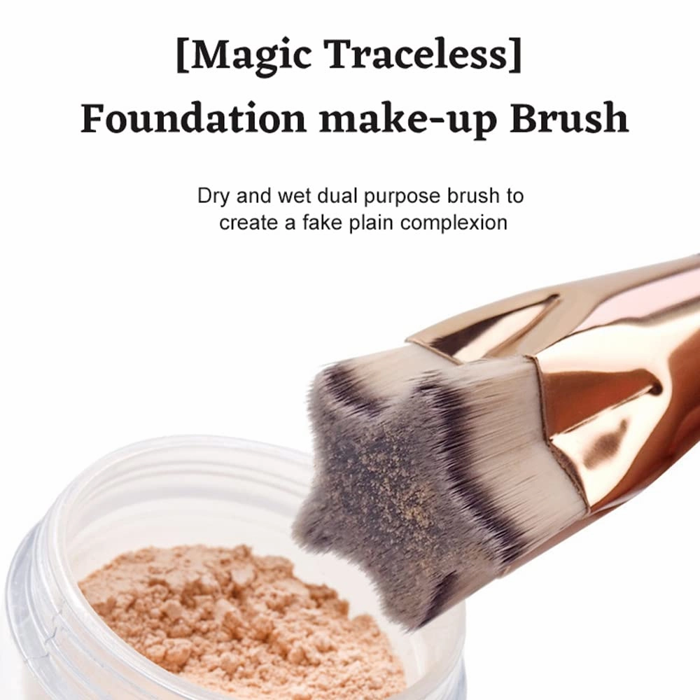 Foundation Brushes Makeup Brushes for Complete Coverage and a Flawless Finish, 2Pcs Blush Brush and Bronzer Powder Brush,Five Start Shape and Heart Shape,Black