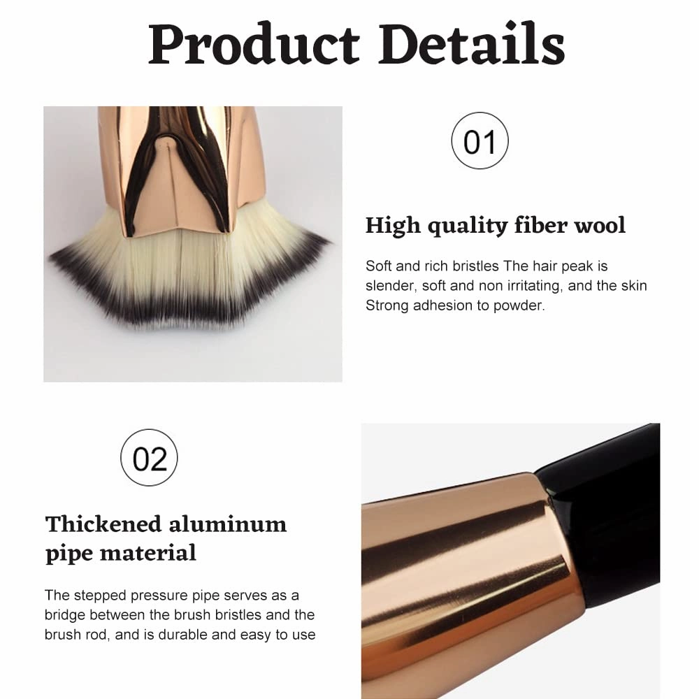 Foundation Brushes Makeup Brushes for Complete Coverage and a Flawless Finish, 2Pcs Blush Brush and Bronzer Powder Brush,Five Start Shape and Heart Shape,Black