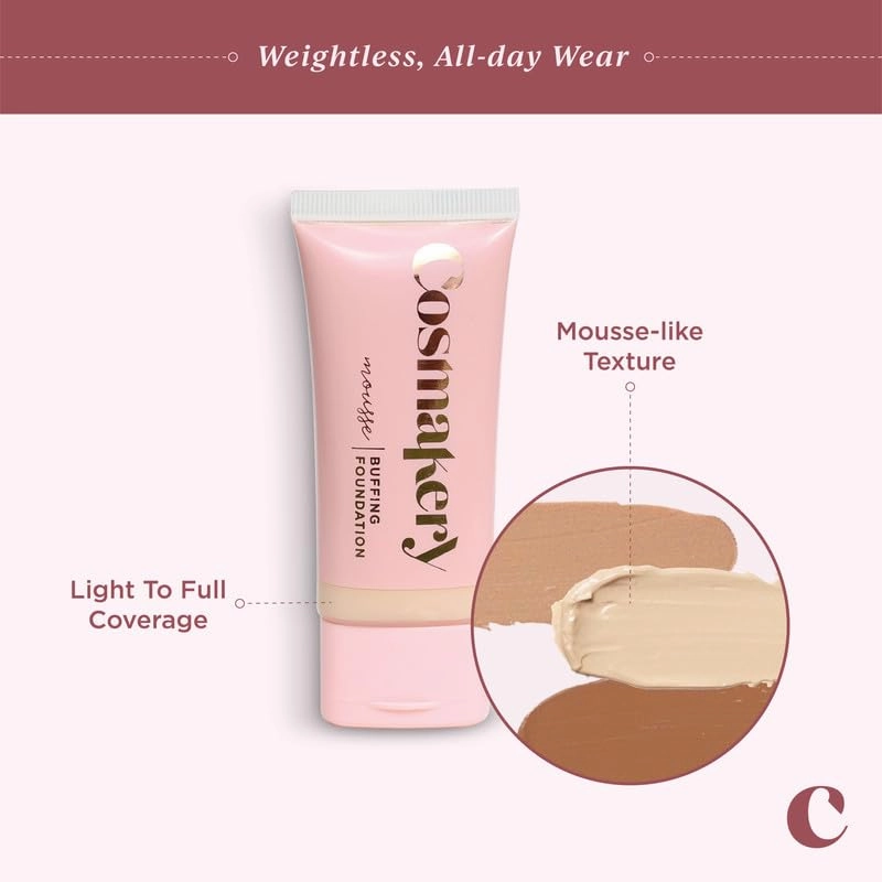 Foundation for Light to Full Coverage - Mousse Liquid Makeup Foundation for Uneven Skin Tone - Diverse Skin Types Mature, Dry, Oily - Oil-free, Cruelty-free (Rich)