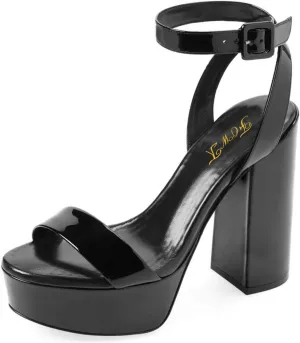 FOWT Women Sexy Chunky High Heel Ankle Strap Slingback Platform Sandals Open Toe Ladies Party Prom Dance Shoes Size 4-16 US