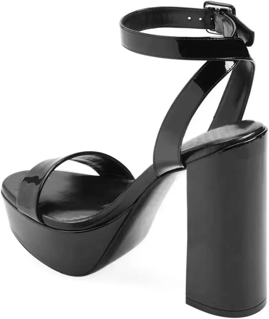 FOWT Women Sexy Chunky High Heel Ankle Strap Slingback Platform Sandals Open Toe Ladies Party Prom Dance Shoes Size 4-16 US