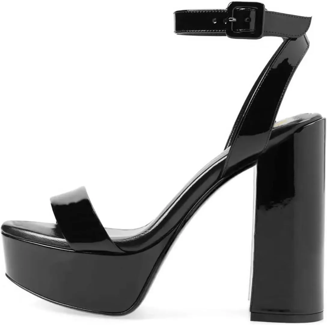 FOWT Women Sexy Chunky High Heel Ankle Strap Slingback Platform Sandals Open Toe Ladies Party Prom Dance Shoes Size 4-16 US