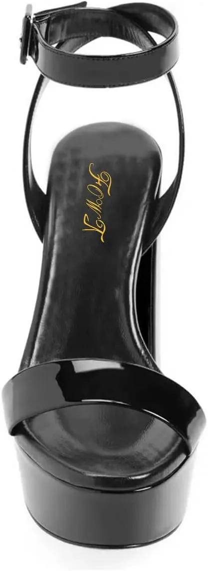 FOWT Women Sexy Chunky High Heel Ankle Strap Slingback Platform Sandals Open Toe Ladies Party Prom Dance Shoes Size 4-16 US