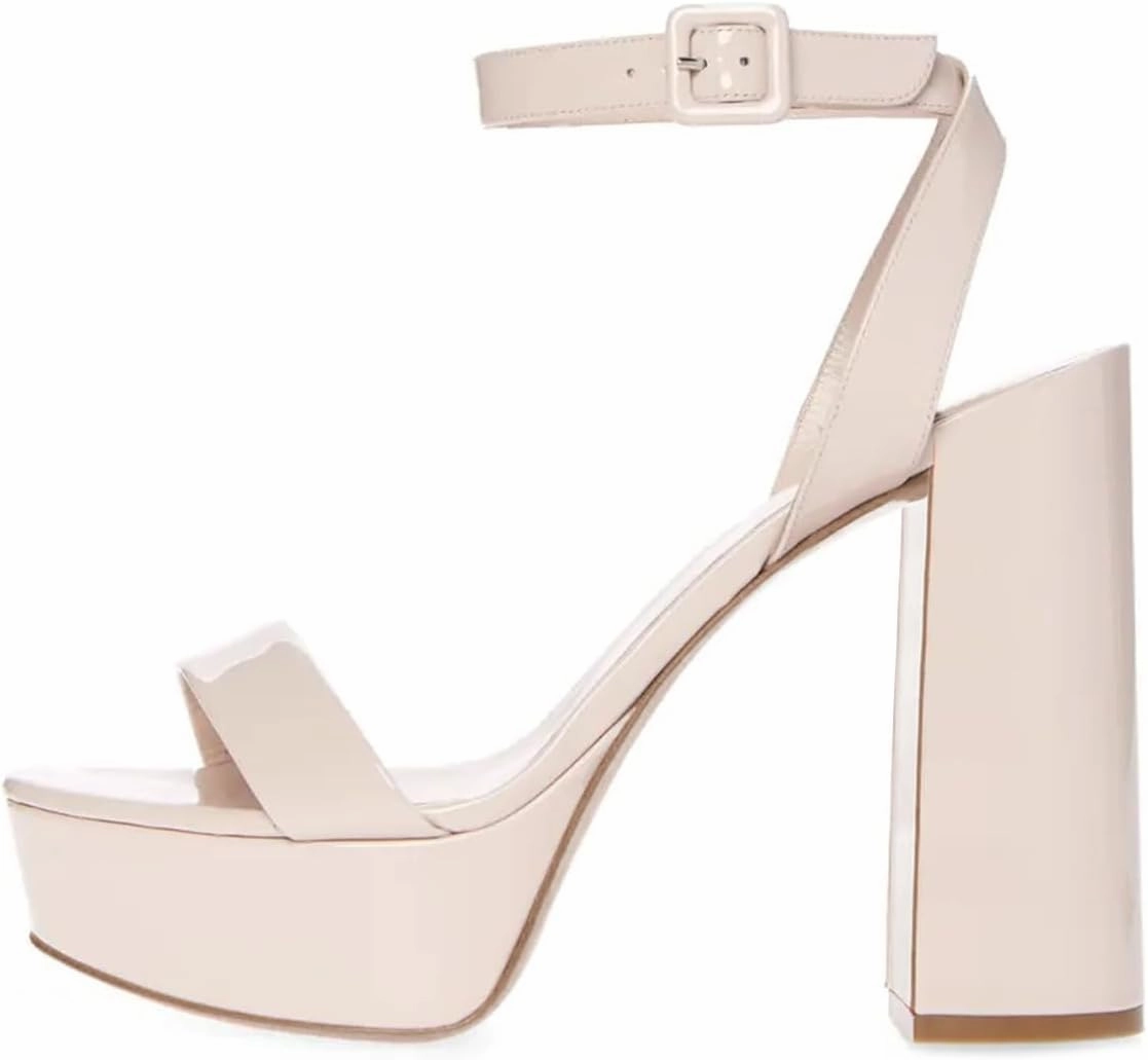 FOWT Women Sexy Chunky High Heel Ankle Strap Slingback Platform Sandals Open Toe Ladies Party Prom Dance Shoes Size 4-16 US