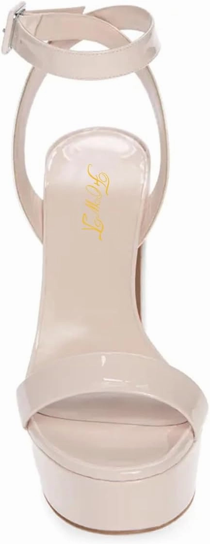 FOWT Women Sexy Chunky High Heel Ankle Strap Slingback Platform Sandals Open Toe Ladies Party Prom Dance Shoes Size 4-16 US