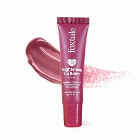 Fox;tale Brightening SPF30 Lip Balm with Peptides, Vitamin C & Hyaluronic Acid | Brightens Lips | Reduces Pigmentation | Hydrates Lips | SPF Lip Balm | Tinted Lip Balm - Light Mauve Glaze 12gm