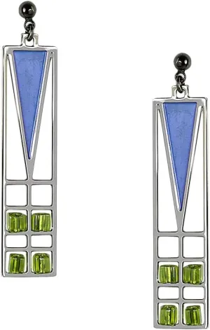 Frank Lloyd Wright Light Screen Blue Enamel Earrings