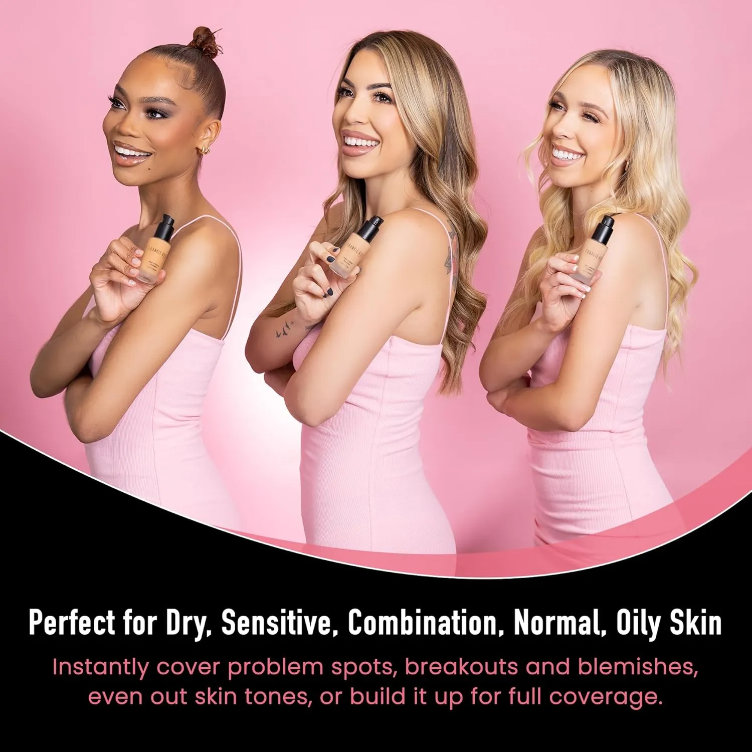 Frankie Rose Cosmetics Matte Perfection Foundation Makeup – Long-Lasting, Hydrating Foundation for Semi-Matte Finish - Foundation Full Coverage for All Skin Types - (Gold) 1.0 US fl oz / 30 ml