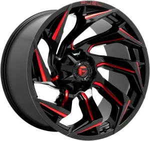 FUEL OFF-ROAD D755 REACTION 20X9, 8X6.5, 5.79, 20mm GLOSS BLACK MILLED WITH RED TINT - D75520908257