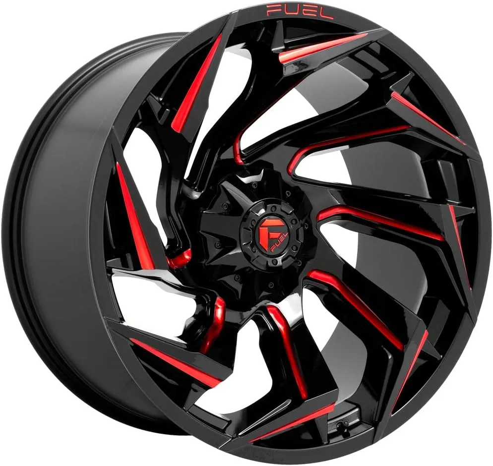 FUEL OFF-ROAD D755 REACTION 20X9, 8X6.5, 5.79, 20mm GLOSS BLACK MILLED WITH RED TINT - D75520908257