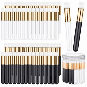 Funtery 60 Pieces Lash Cleaning Brush Shampoo Brushes with Container Cleansing Lash Extension Supplies Cleanser for Extensions Nose Pore Cleaning Brush Peel off Blackhead(Black, White)