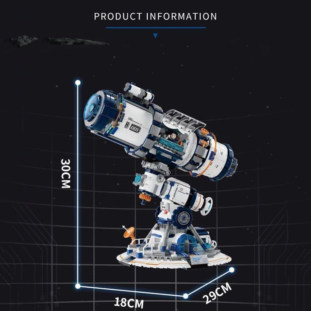 Futuristic Telescope Building Sets,Planet Exploration Telescope with LED Lighting Cool Space Building Toys Model Kits for Adults and Teens,Collectible Ideal Gift for Space Lovers