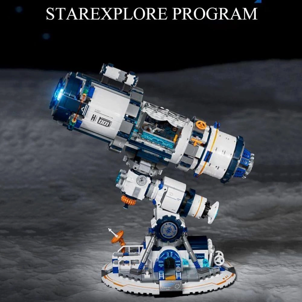 Futuristic Telescope Building Sets,Planet Exploration Telescope with LED Lighting Cool Space Building Toys Model Kits for Adults and Teens,Collectible Ideal Gift for Space Lovers