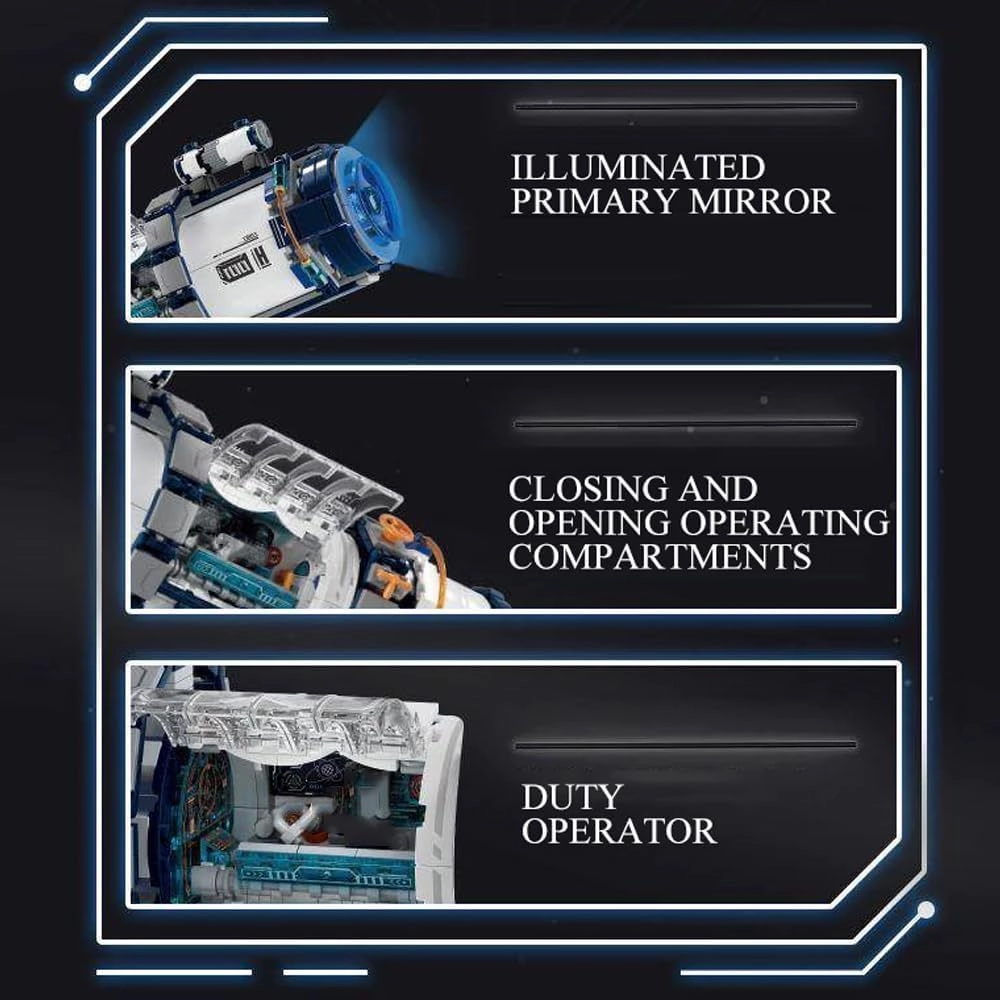 Futuristic Telescope Building Sets,Planet Exploration Telescope with LED Lighting Cool Space Building Toys Model Kits for Adults and Teens,Collectible Ideal Gift for Space Lovers