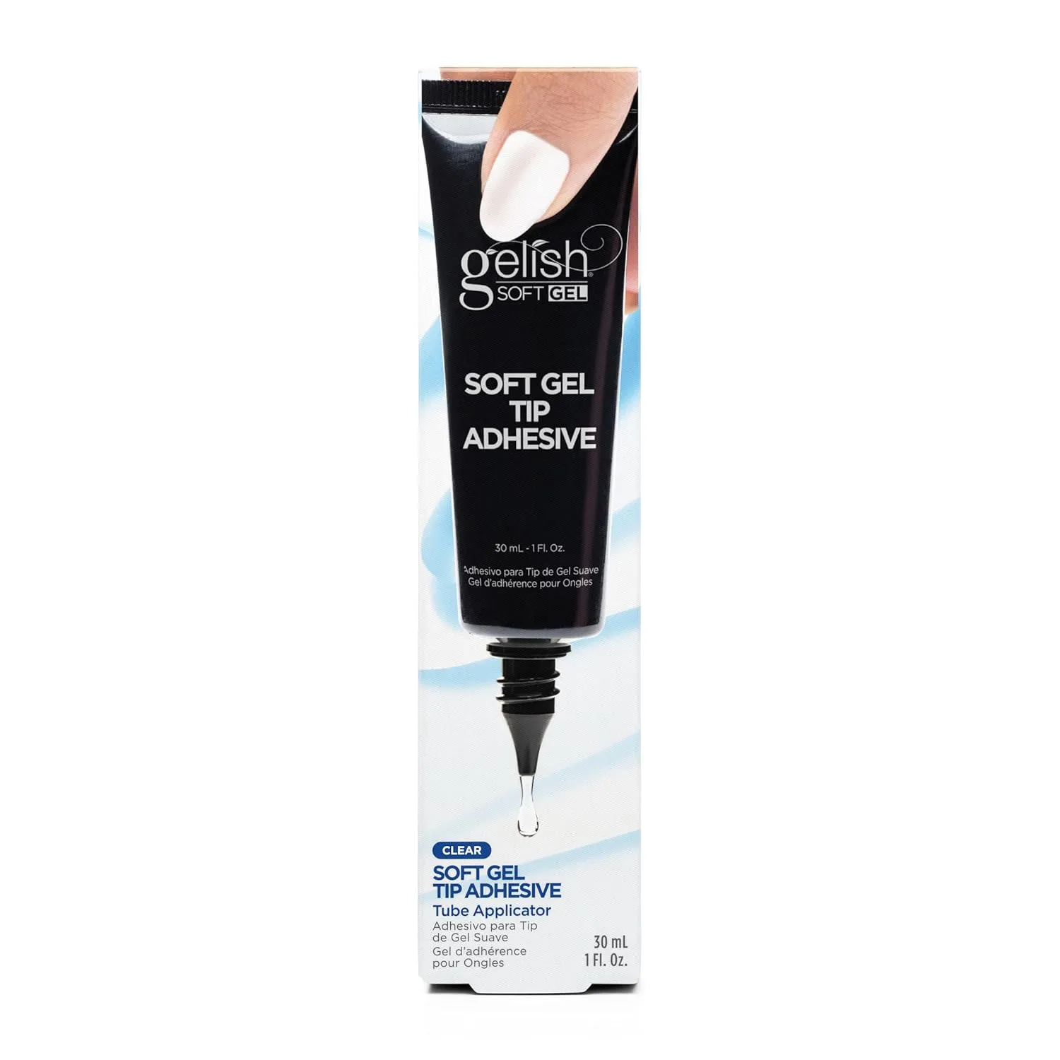 Gelish Soft Gel Tip Adhesive in a Tube – Strong & Long-Lasting Nail Glue for Soft Gel Tips, Precision Applicator, Easy to Use for Professional Nail Extensions (30mL)
