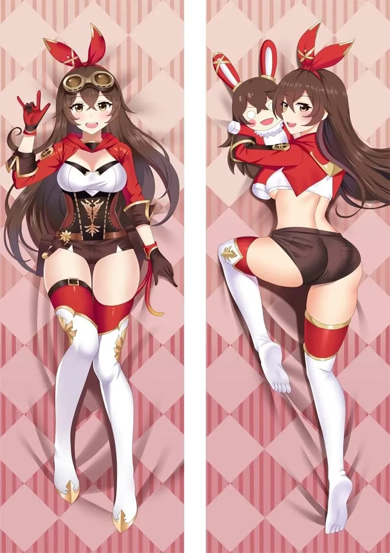 Genshin Impact Amber Full Body Animation Pillowcase Dakimakura, Anime Pretty Girl Peach Skin/2WAY Body Pillowcase Favorite of Otaku and Anime Fans (Color : Peach Skin, Size : 150x50cm(59x20in