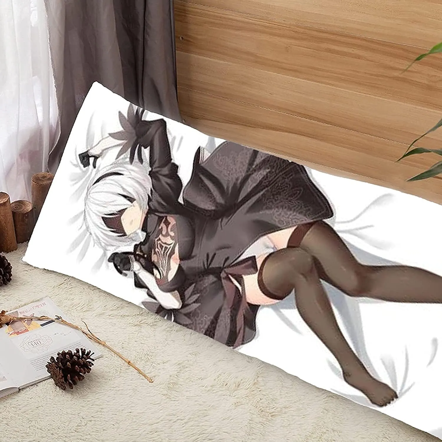 Genshin Impact Amber Full Body Animation Pillowcase Dakimakura, Anime Pretty Girl Peach Skin/2WAY Body Pillowcase Favorite of Otaku and Anime Fans (Color : Peach Skin, Size : 150x50cm(59x20in
