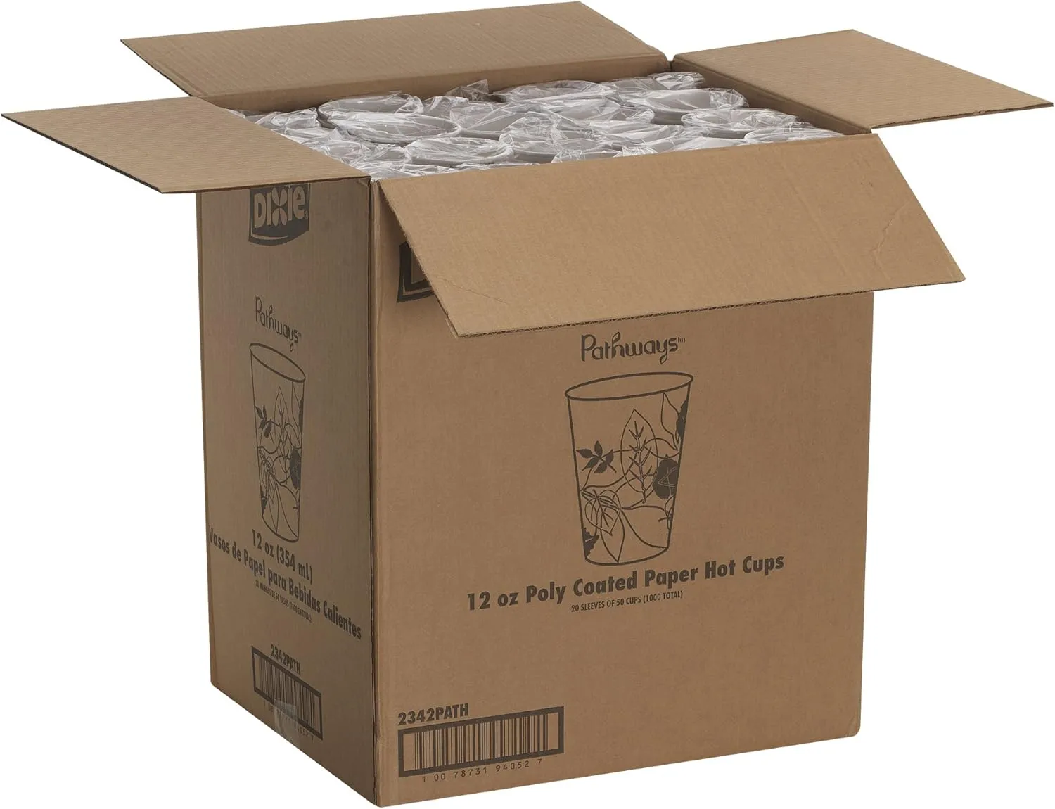Georgia-Pacific DIXIE 12OZ PAPER HOT CUPS BY GP PRO (GEORGIA-PACIFIC),FIT LARGE LIDS,PATHWAYS,1,000 CUPS PER CASE