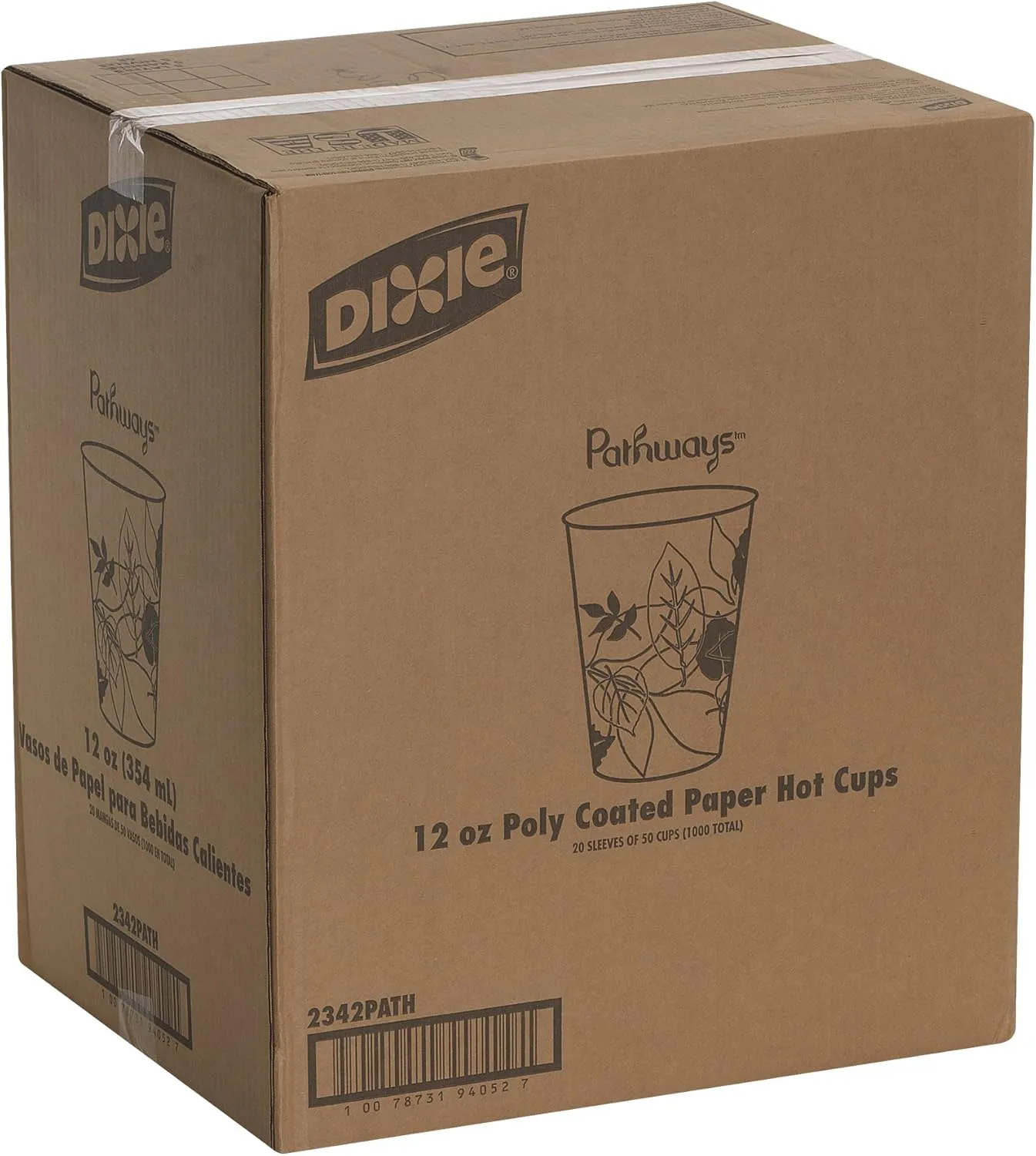 Georgia-Pacific DIXIE 12OZ PAPER HOT CUPS BY GP PRO (GEORGIA-PACIFIC),FIT LARGE LIDS,PATHWAYS,1,000 CUPS PER CASE