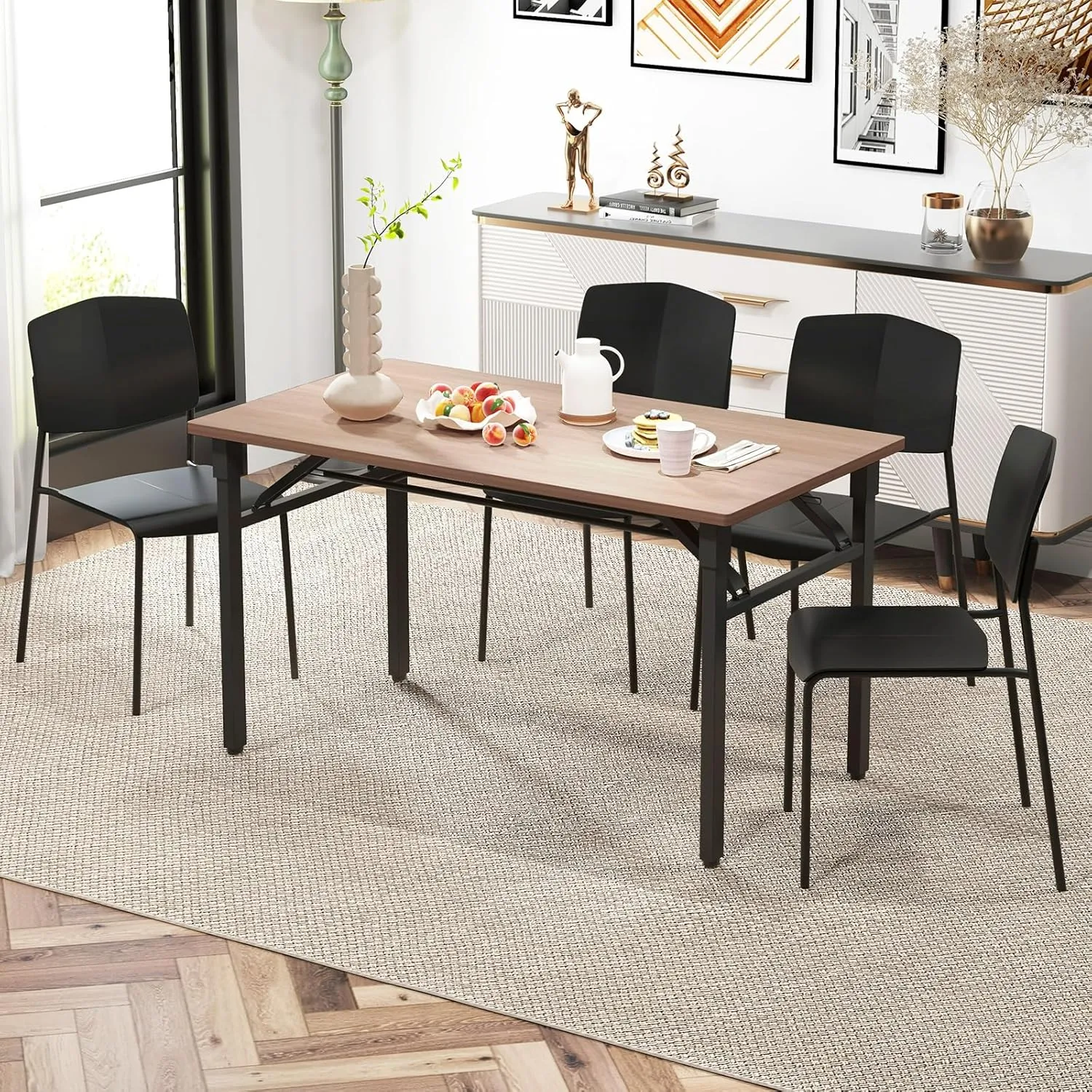 Giantex Stackable Dining Chairs Set of 2, Modern Kitchen Chairs w/Metal Legs & Curved Back, Load up to 350 LBS, Plastic Armless Side Chairs for Living Dining Room Home Restaurant, Black