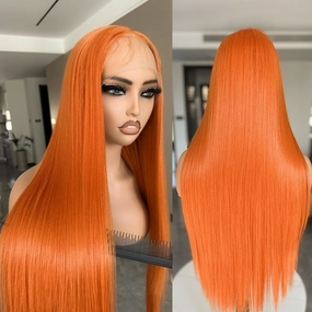 Ginger Lace Front Wig 30 Inch Pre Plucked Glueless HeadBand Wigs Burnt Orange Silk Synthetic Pre Plucked Ready to Wear SunKissed Lace Front Daily Wig