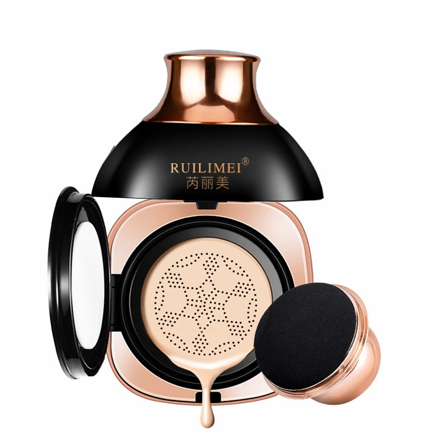 GL-Turelifes Mushroom Head Air Cushion Foundation,BB Cream Oil Control Cushion Set,CC Cream Moisturizing Concealer Air-permeable Natural Flawless Makeup (Mushroom Air Cushion(Ivory white))