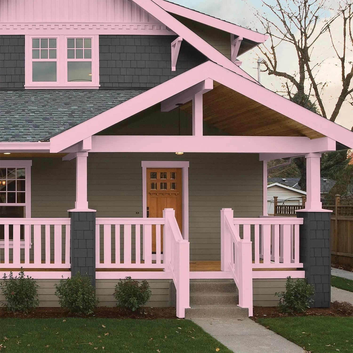Glidden Total 1 gal. Rose Melody/Pink Semi-Gloss Exterior Paint with Primer