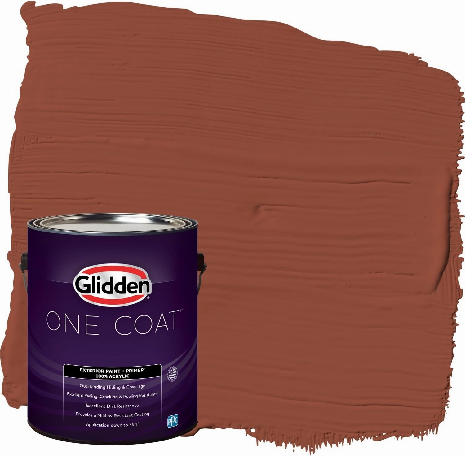 Glidden Exterior Paint   Primer: Red/Burled Redwood, One Coat, Semi-Gloss, 1-Gallon