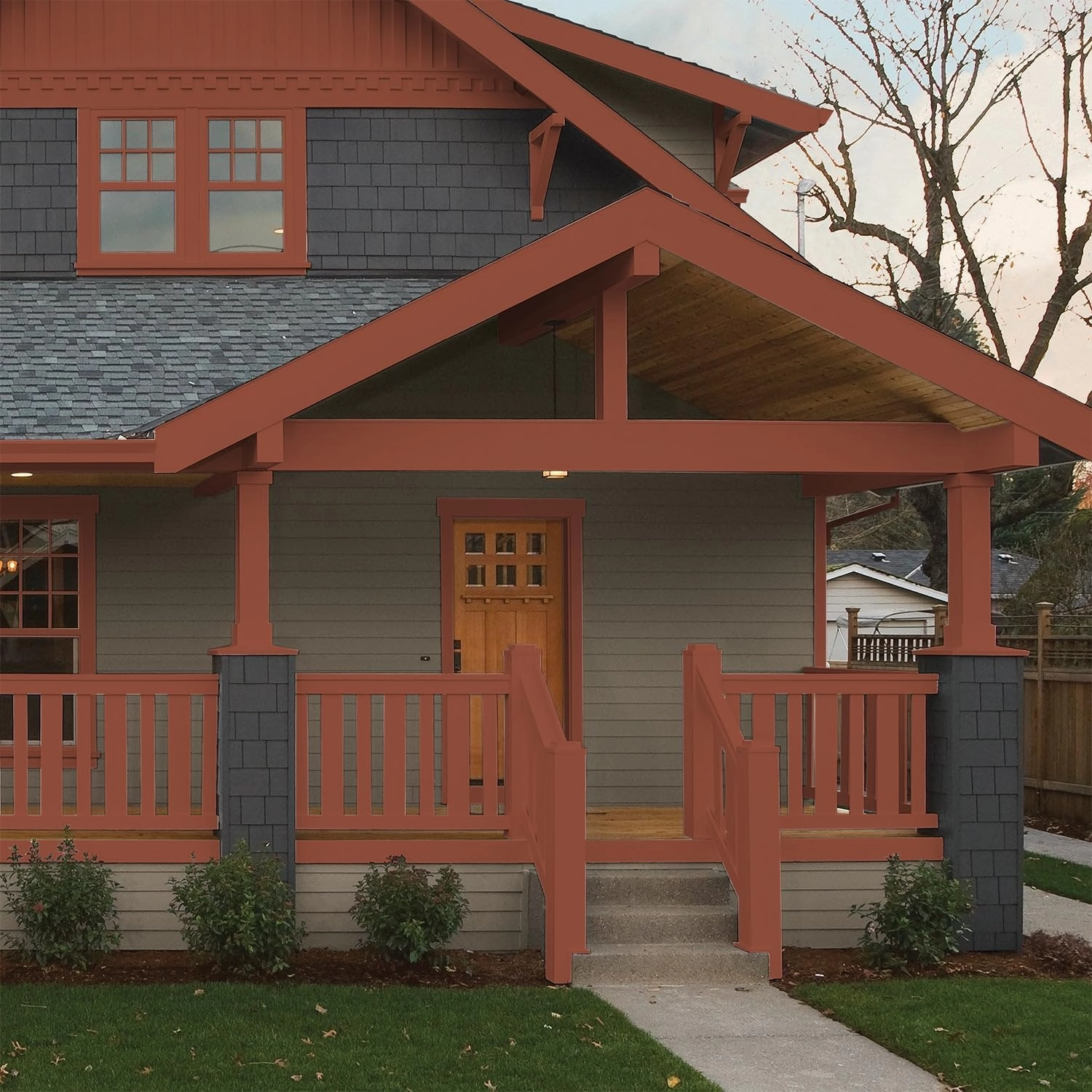 Glidden Exterior Paint   Primer: Red/Burled Redwood, One Coat, Semi-Gloss, 1-Gallon