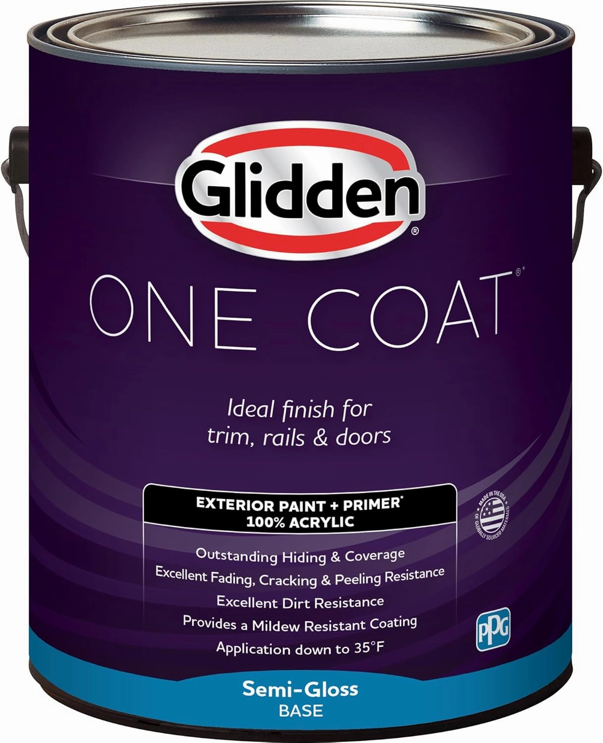 Glidden Exterior Paint   Primer: Red/Burled Redwood, One Coat, Semi-Gloss, 1-Gallon