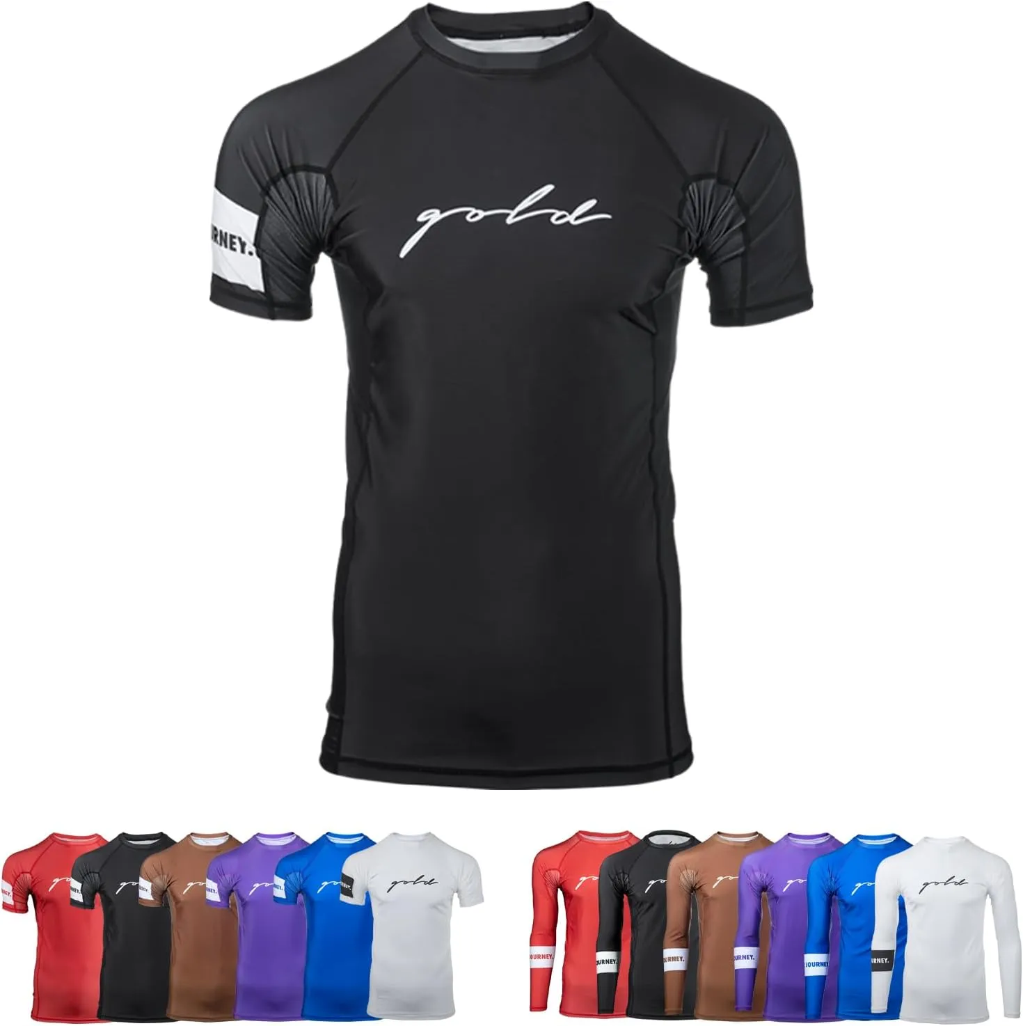 Gold BJJ Foundation Rash Guard - Ranked No-Gi and Gi Jiu Jitsu Rashguard