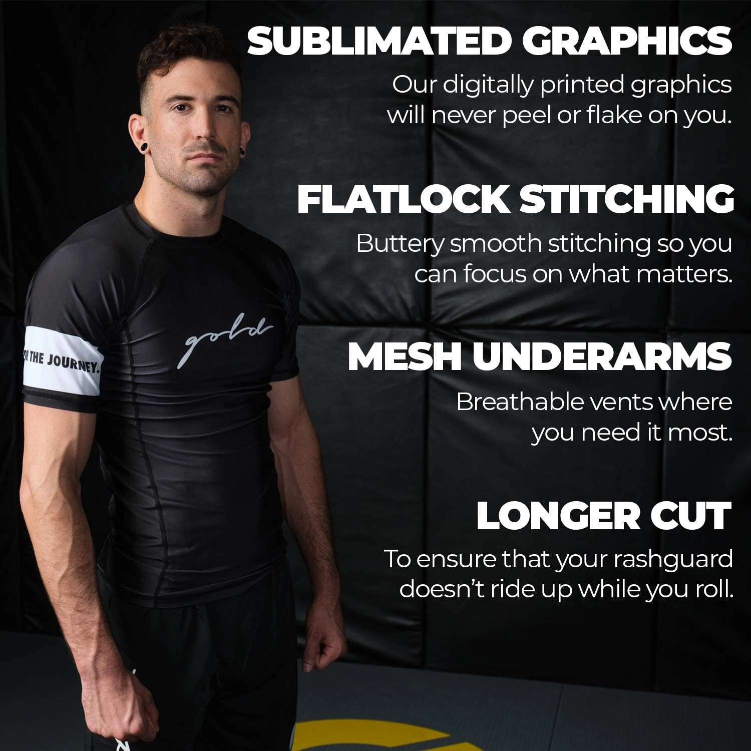 Gold BJJ Foundation Rash Guard - Ranked No-Gi and Gi Jiu Jitsu Rashguard