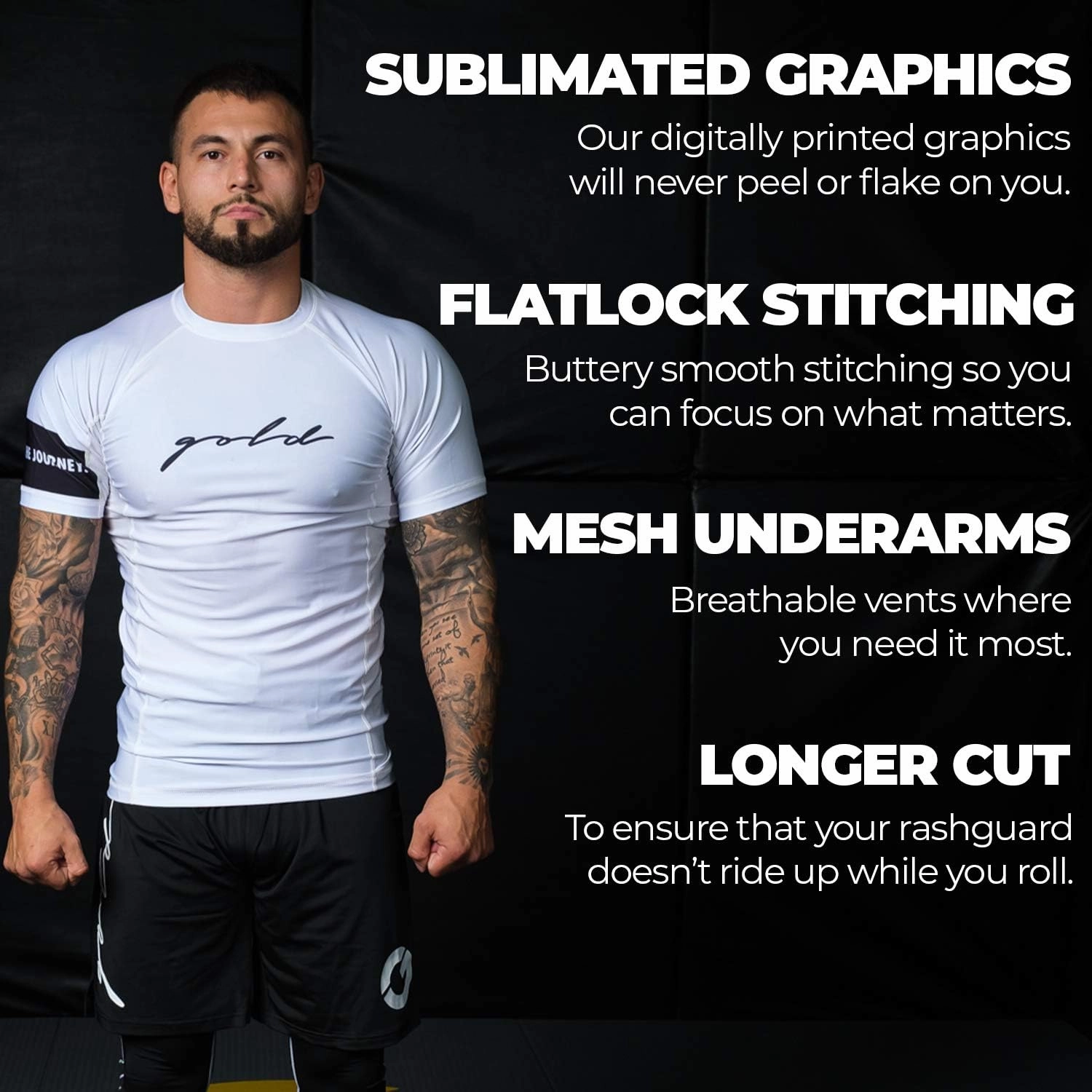 Gold BJJ Foundation Rash Guard - Ranked No-Gi and Gi Jiu Jitsu Rashguard