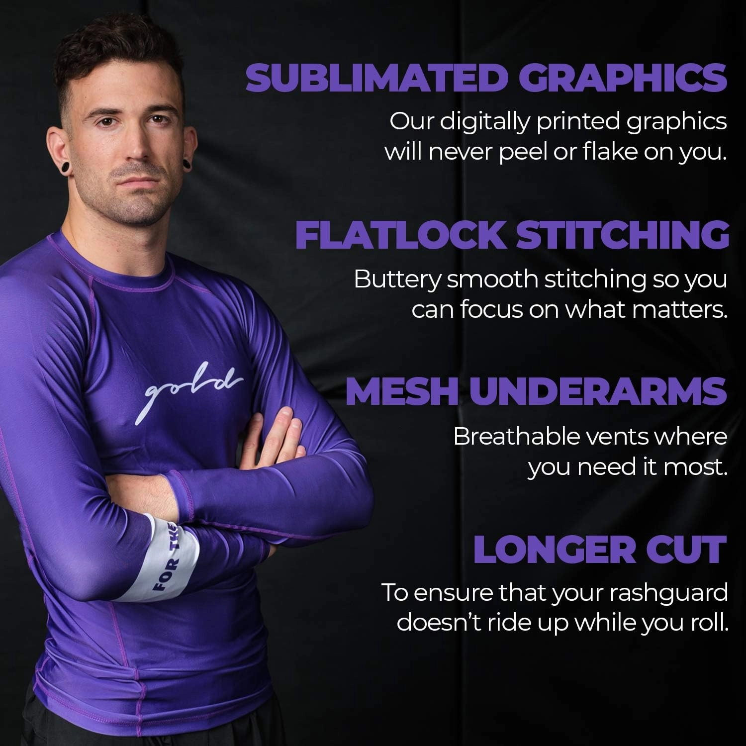 Gold BJJ Foundation Rash Guard - Ranked No-Gi and Gi Jiu Jitsu Rashguard