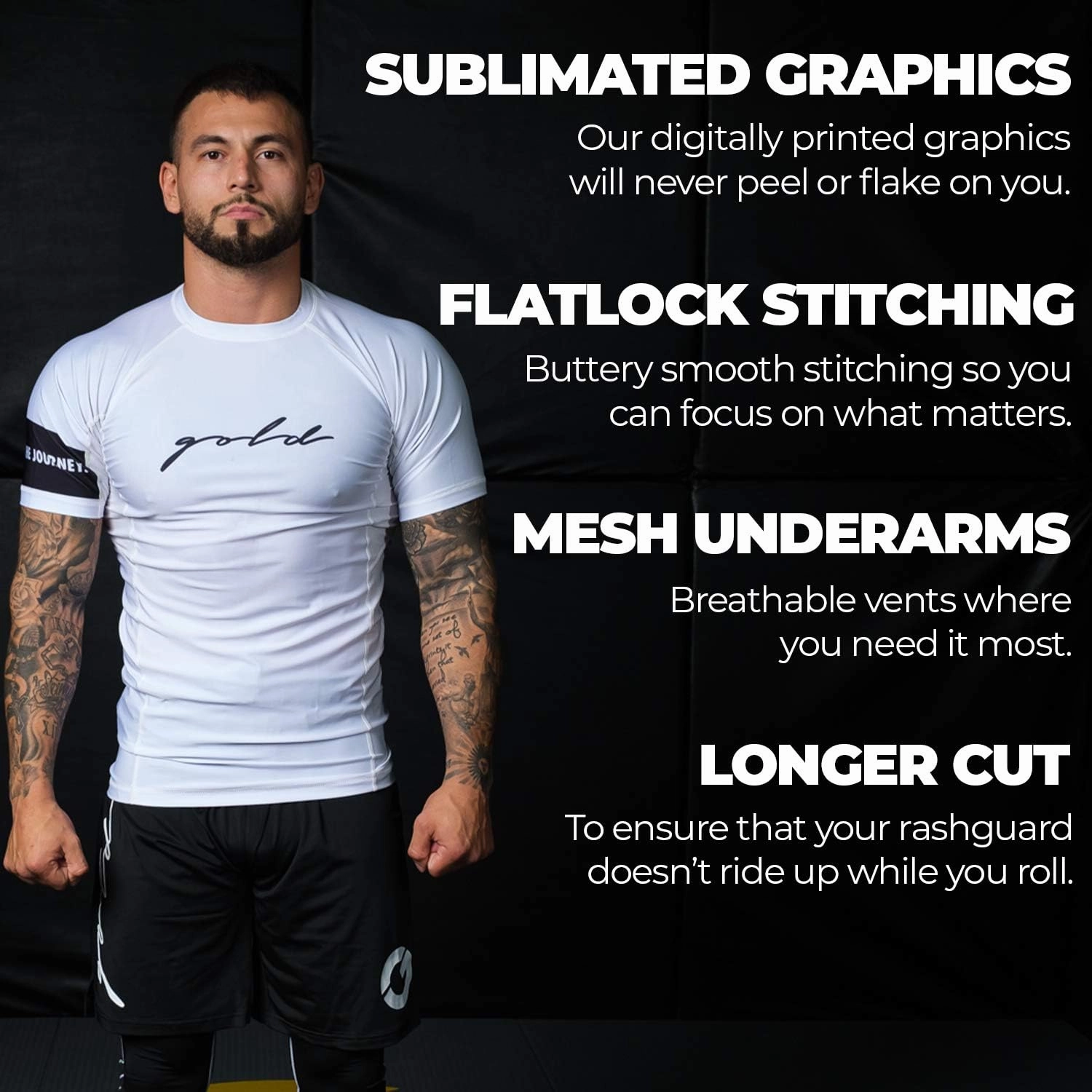 Gold BJJ Foundation Rash Guard - Ranked No-Gi and Gi Jiu Jitsu Rashguard