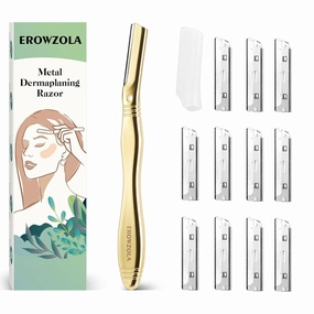 Gold Razors for Women Face   6 Blades - Remove Peach Fuzz Hair and Exfoliation, Shape Brows