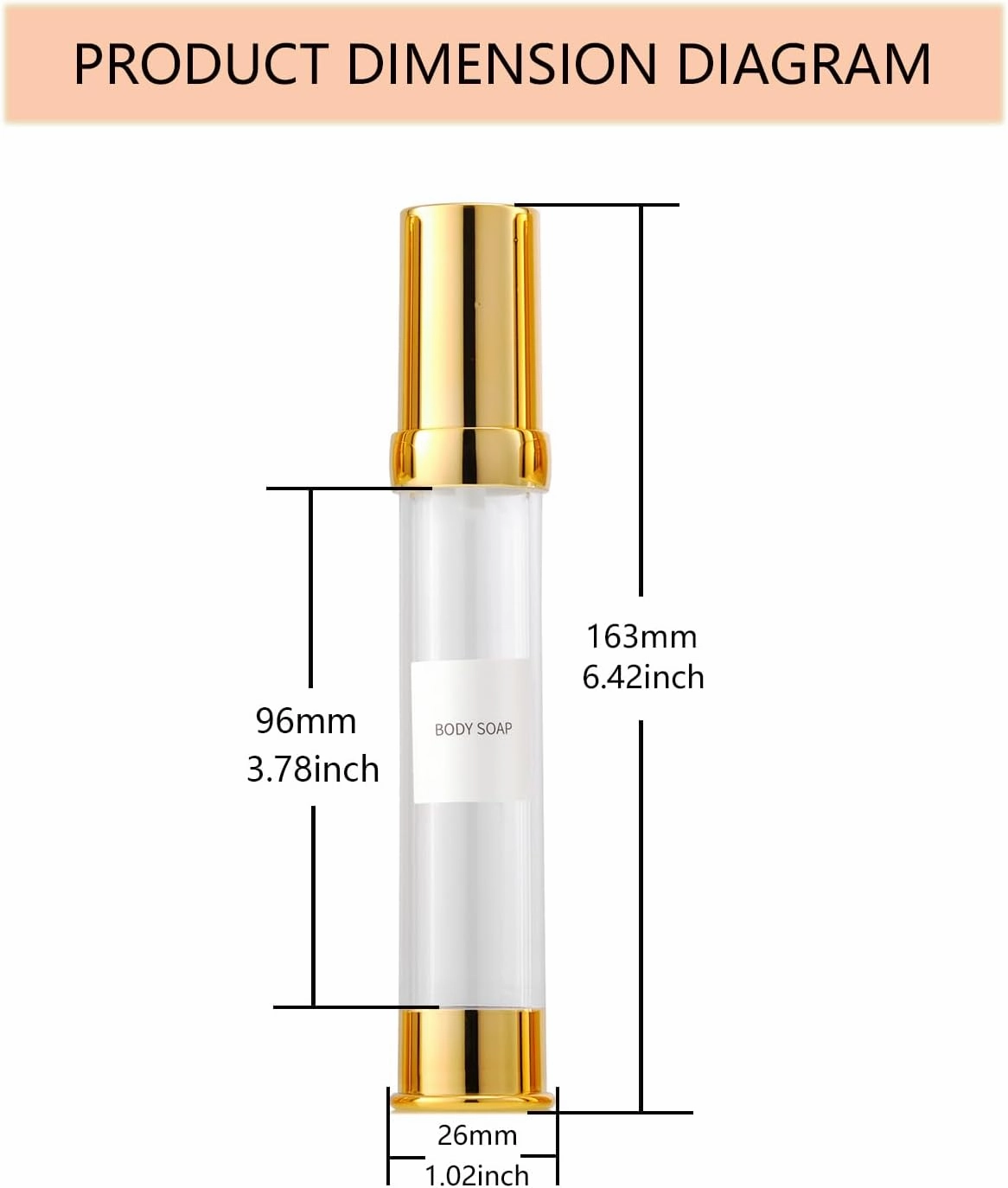 Golden Airless Pump Bottle Travel Set with Box Refillable Empty Cosmetic Pump Bottle Vacuum Bottles for Liquids Such as Hand Soap,Toner,Foundation,Hair Oil,Lotion and Cream(1oz/30ml,4 Pack)