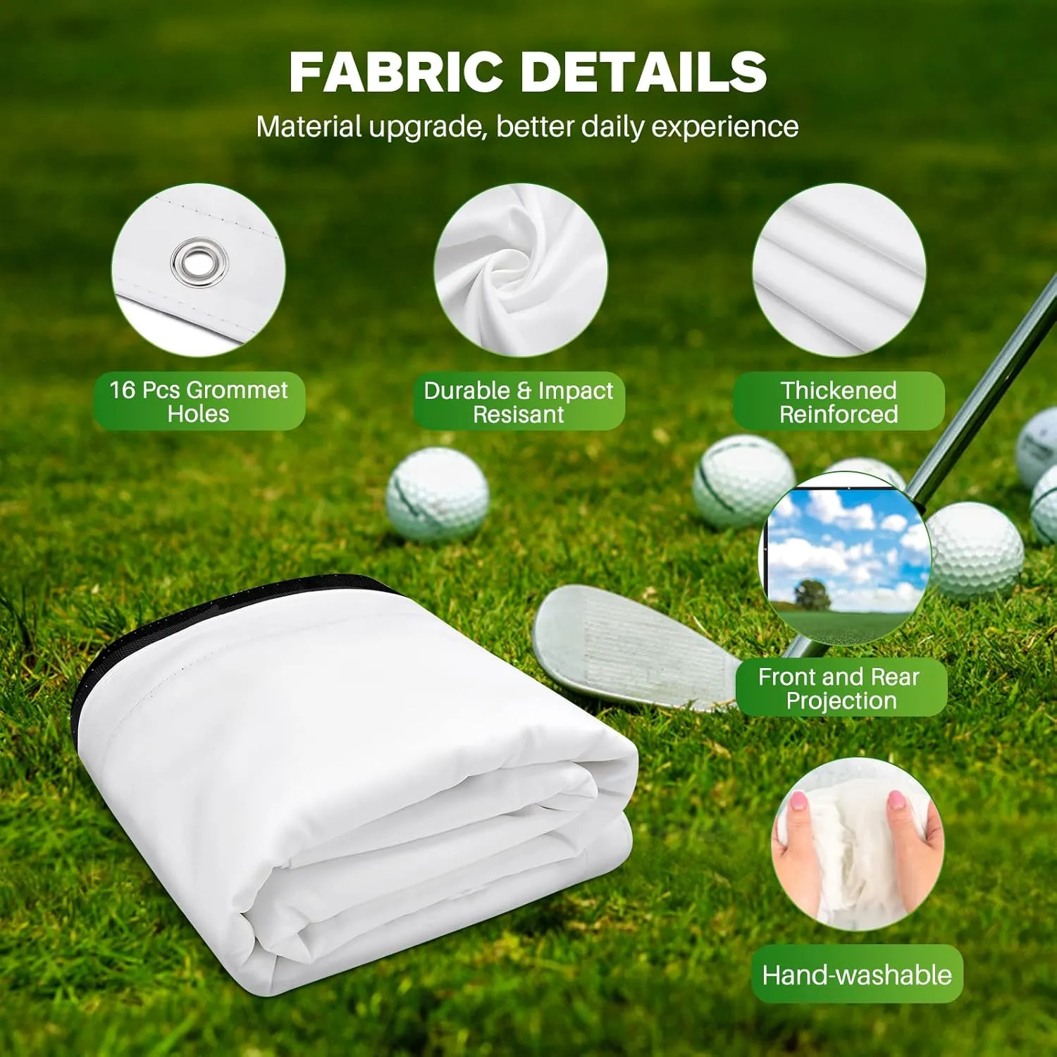 Golf Simulator Impact Screen Display Projection Screen for Golf Training, 20pcs Ball Bungee Cords, Indoor Super Clear Golf Impact Screen, Available in 5 Sizes