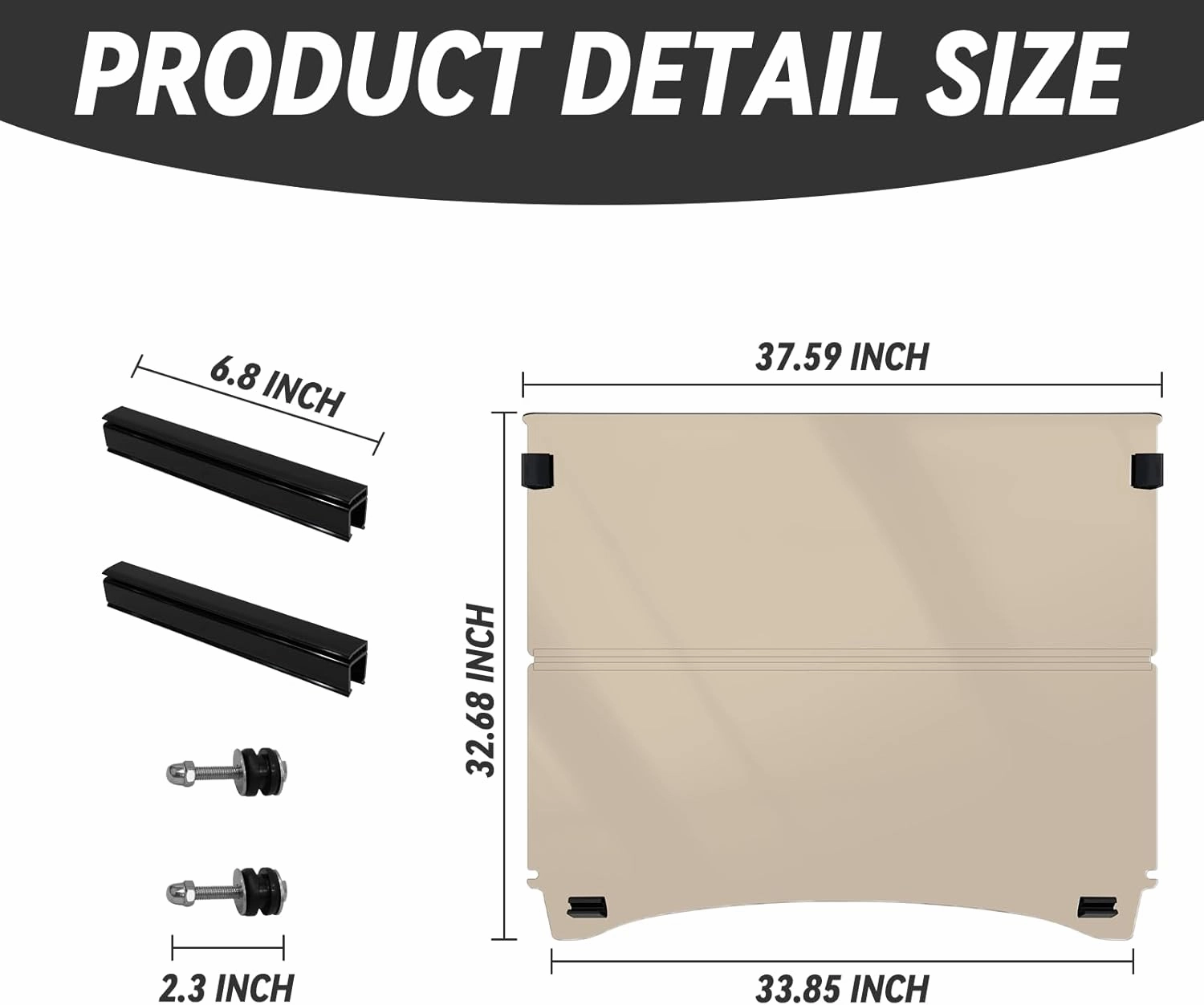 Golf Cart Windshield for Club Car DS Precedent, Clear/Tinted Fold Down Windshield Anti-UV Impact Resistant