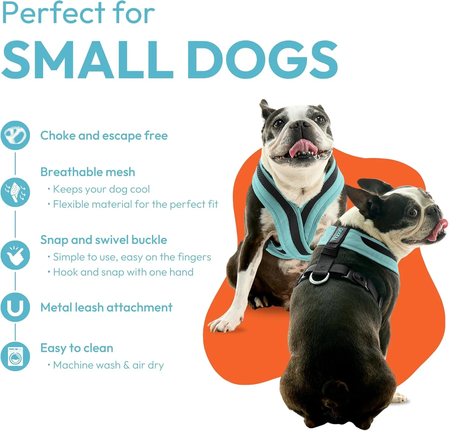 Gooby Comfort X One Dog Harness - Head-in Dog Harness for Small & Medium Sized Dogs - Escape-Free & Choke Free - Breathable Mesh, Shock Absorbing, Easy Snap & Swivel Buckles - Atlanta Peach, X-Small