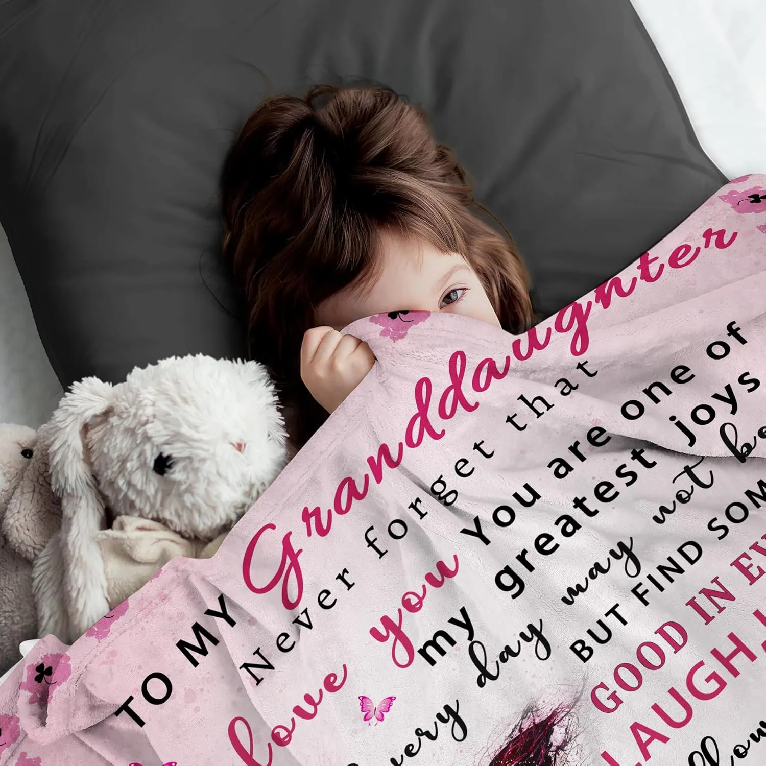Granddaughter Gifts from Grandma, Granddaughter Gifts, Gift for Grand Daughter Birthday, Mother Day, Christmas, Granddaughters Blanket, Pink Butterfly, 60"x50"