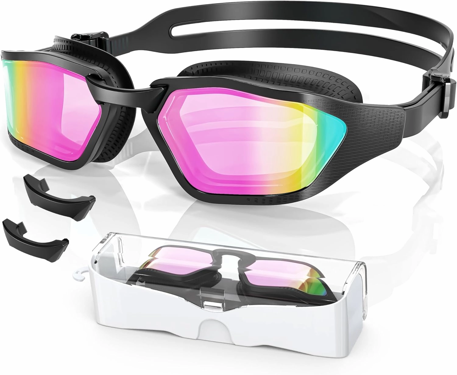 Greatever Sleek Swim Goggles Unisex-Adult, UV400 Protection Swimming Goggles, HD Wide View Goggles, Anti Fog No Leakage