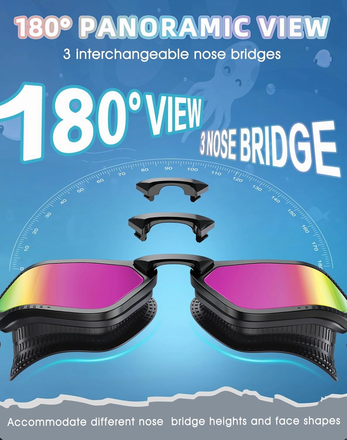 Greatever Sleek Swim Goggles Unisex-Adult, UV400 Protection Swimming Goggles, HD Wide View Goggles, Anti Fog No Leakage