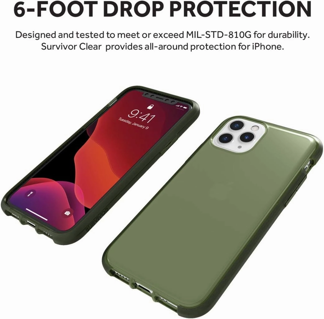 Griffin Survivor Clear GIP-022-GRN Case for Apple iPhone 11 Pro - Green