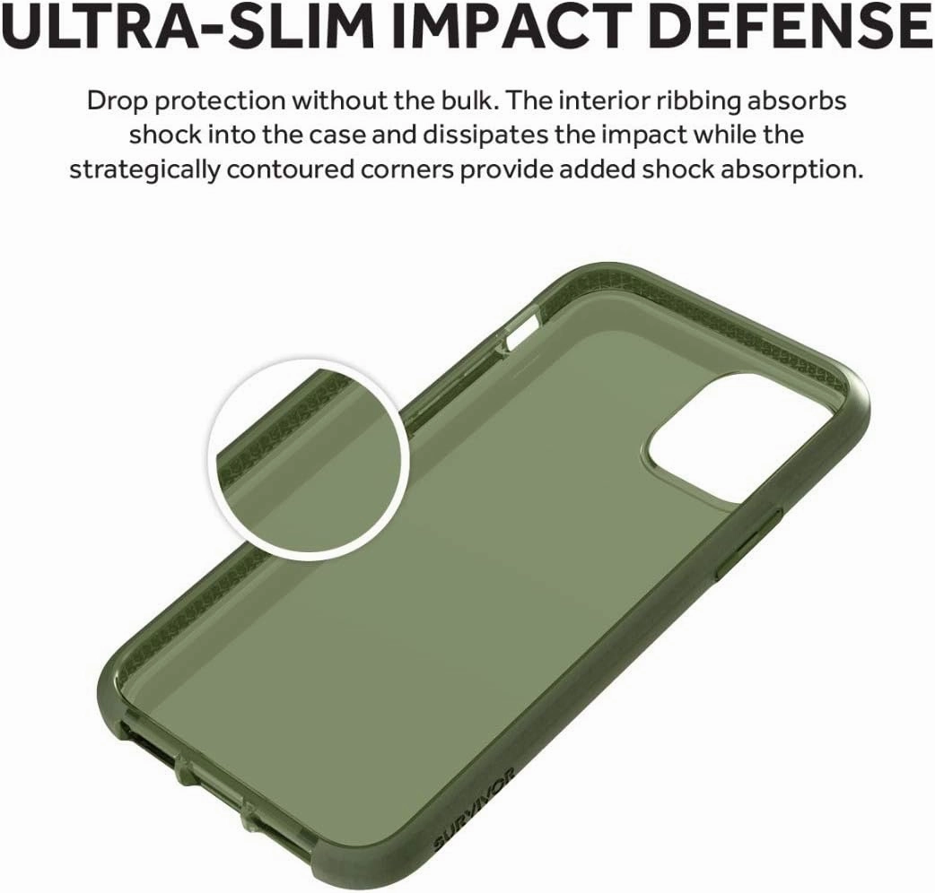Griffin Survivor Clear GIP-022-GRN Case for Apple iPhone 11 Pro - Green